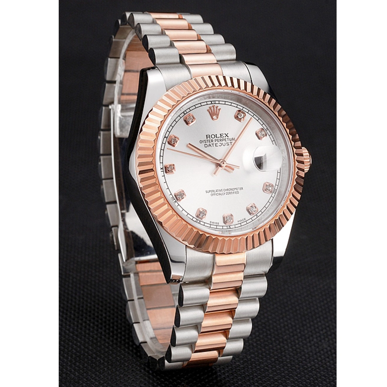 Best AAA Replica Sites Case Datejust Steel Gold Rose White Two Swiss Tone Bezel Dial Bracelet Rolex Stainless 0630